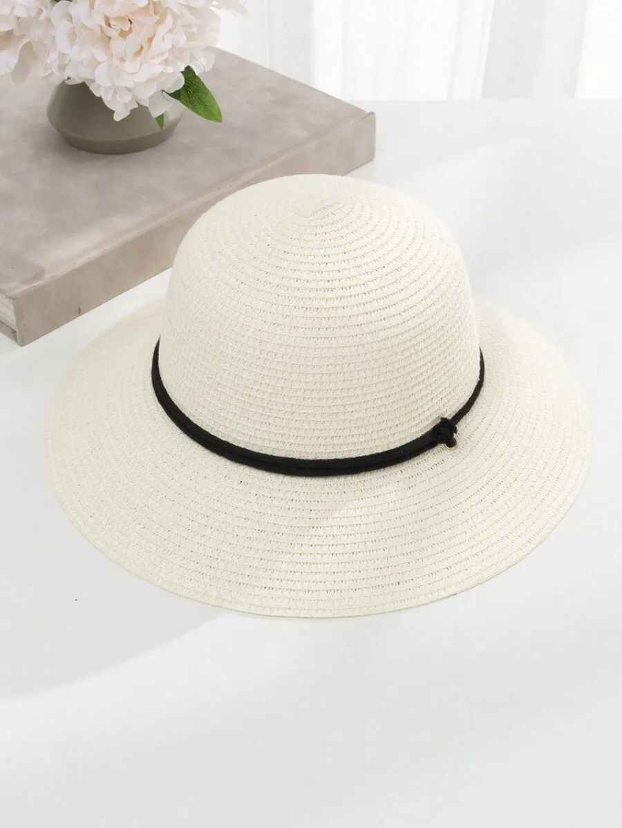 DOMIOURA 1pc Women's Casual Sun Hat With Face Shield, Wide Brim, & Windproof String, Fashionable & Versatile Summer Travel