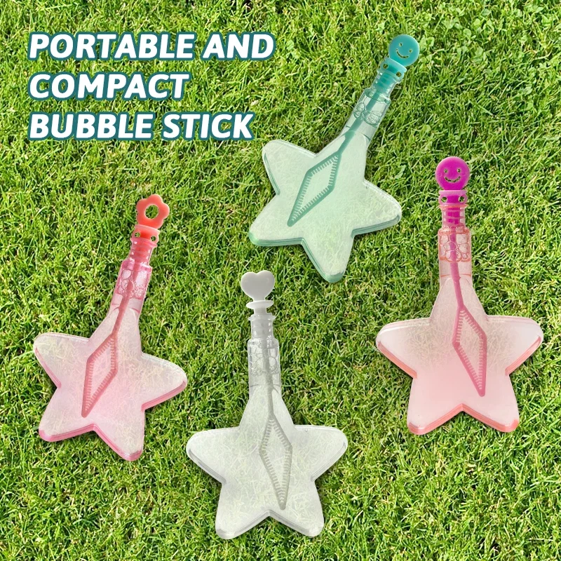 Pentagrama portátil con palo de burbuja, juguete de burbujas, juegos al aire libre, juguetes para niños, regalo de cumpleaños y vacaciones con burbujas de agua