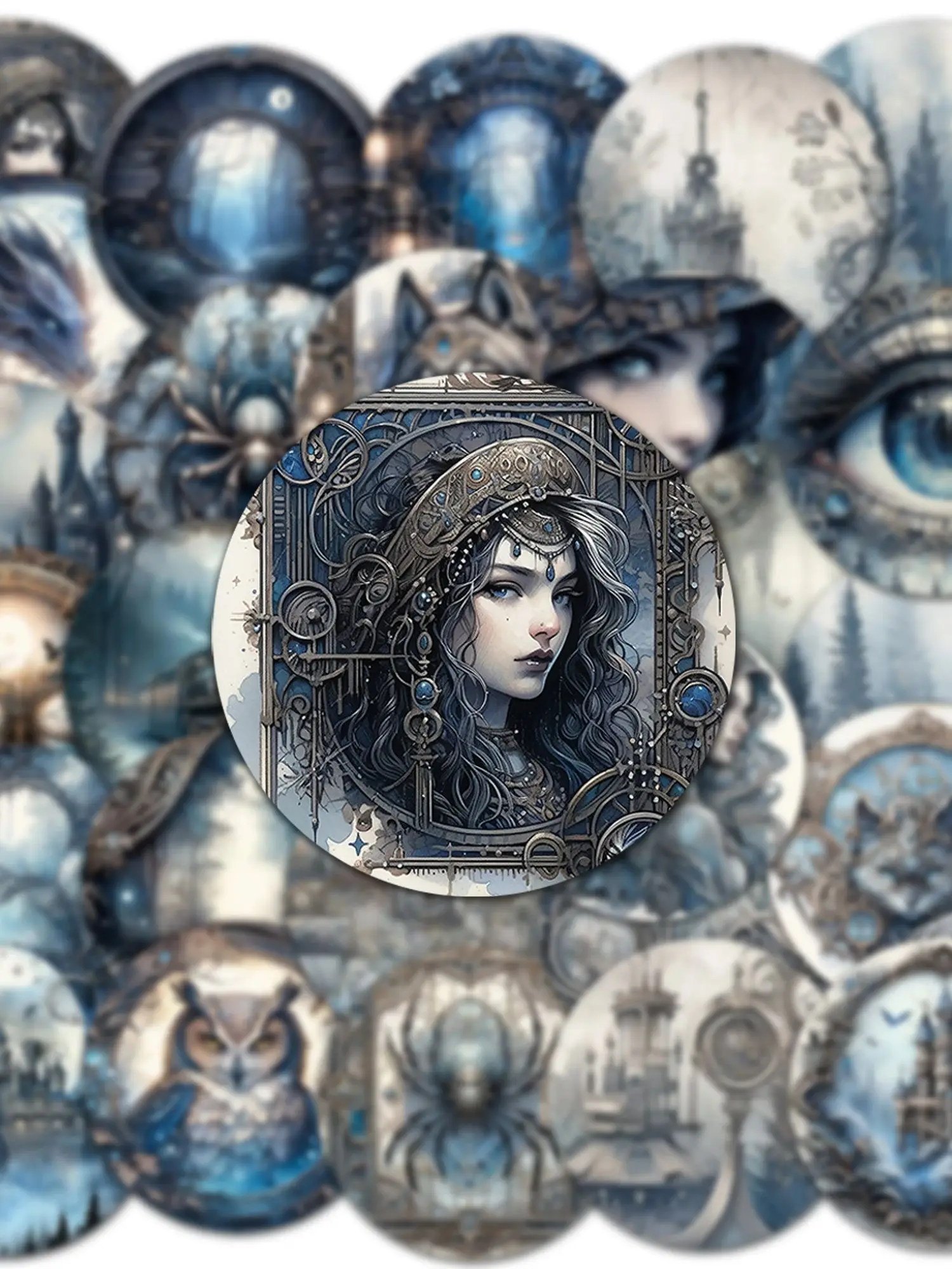 96 Stück Fantasy Steampunk selbstklebende Aufkleber, perfekt für Heimwerkerarbeiten, Scrapbooking-Zubehör, Tagebücher, Wasserflasche – Detail 1