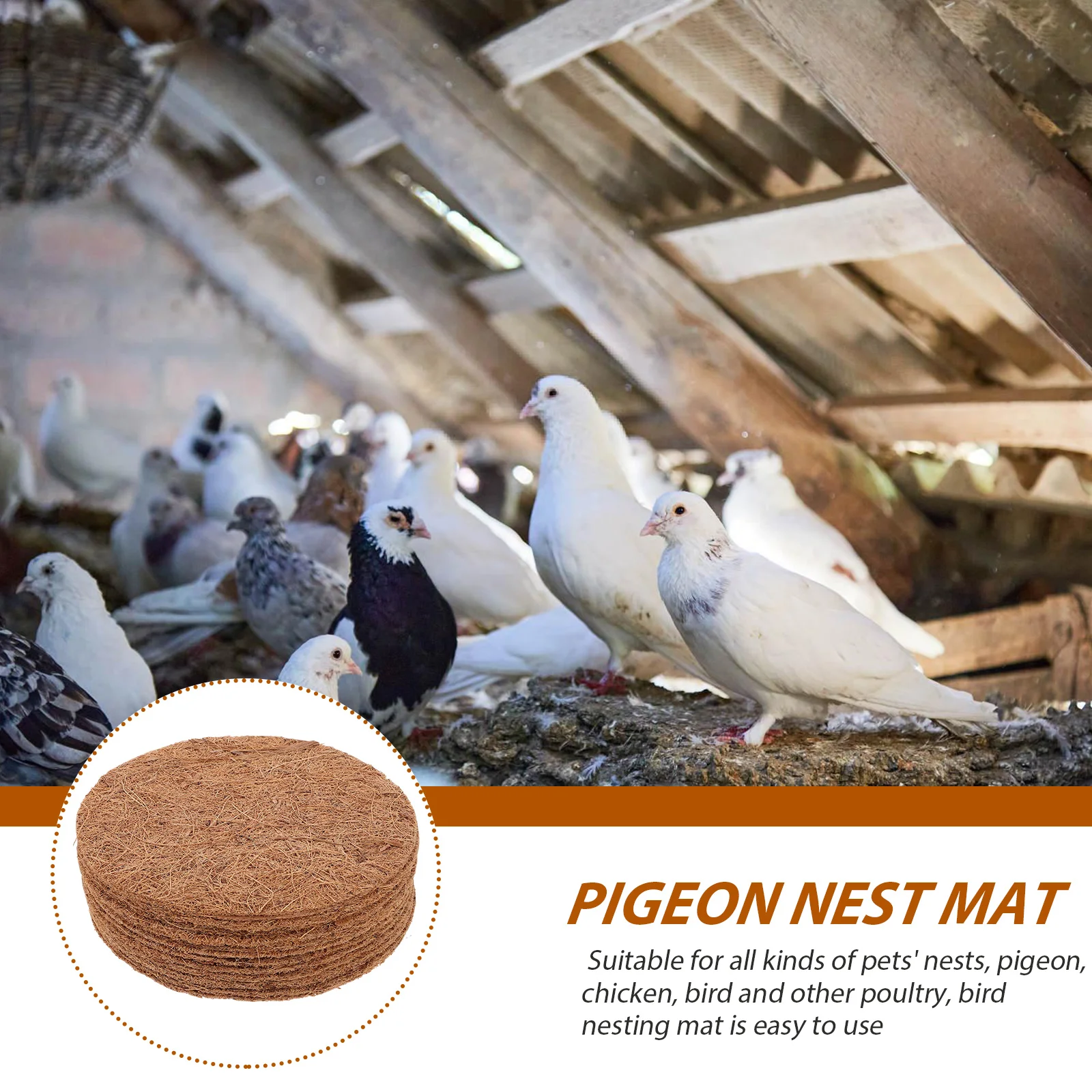 

12 Pcs Pet Mat Coconut Fiber Nesting Pad for Bird Pigeon Chicken Eggs Breeding 20CM 0 3-0 5CM Thick