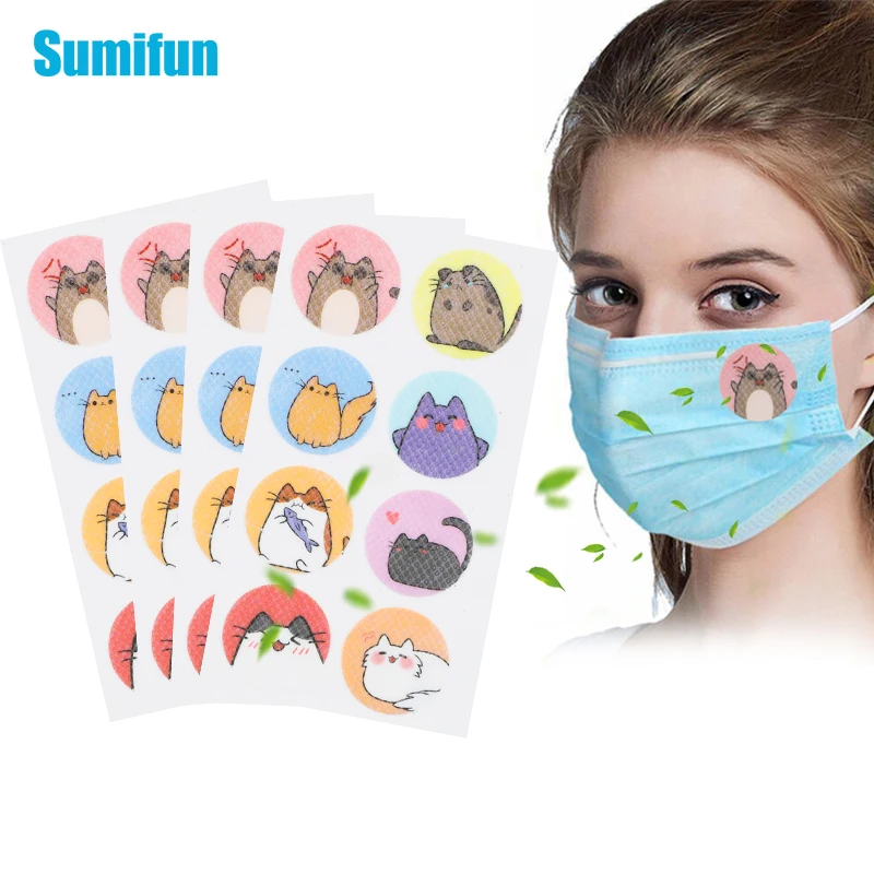 24pcs/Lot Cartoon Cooling Fresh Mask Patch Fragrance Essential Oil Kn95 Medical Mask Plaster Children Adult Face Guard Sticker