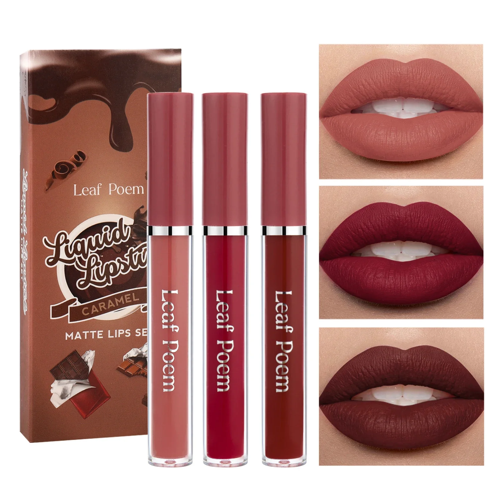 3Pcs/box Velvet Matte Lip Gloss Set Lasting Waterproof Strawberry Moisturizing Lipstick Kit Beauty Cosmetic Makeup Lip Stain Set