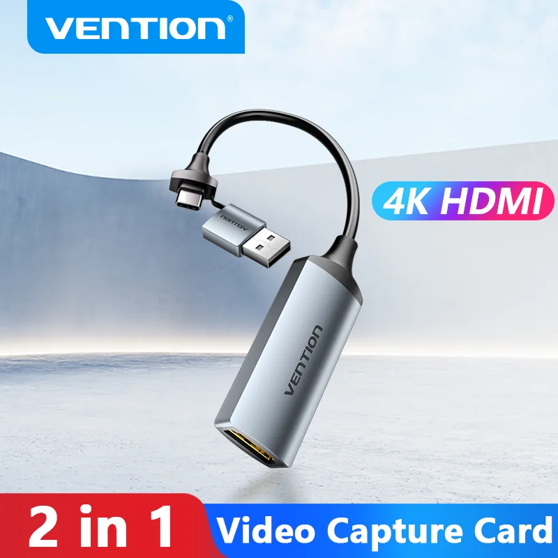 Vention Video Capture Card 4K HDMI to USB3.0/Type C HDMI Video Grabber Box Switch PS4/5 for PC Camera Live Stream Record Meeting