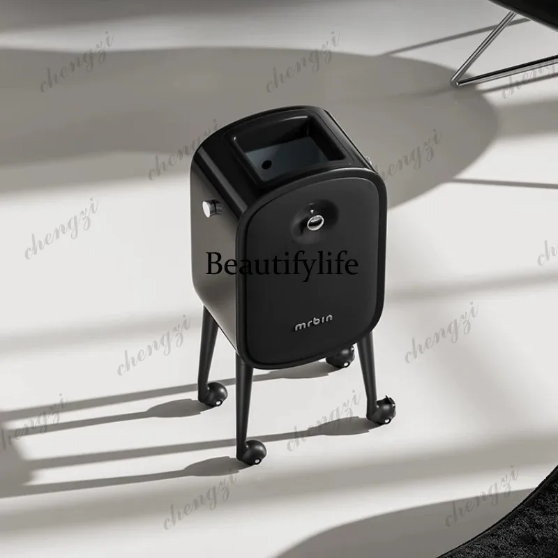 High-footed living room trash can with wheels removable home without cover 2026 new light luxury kitchen high value