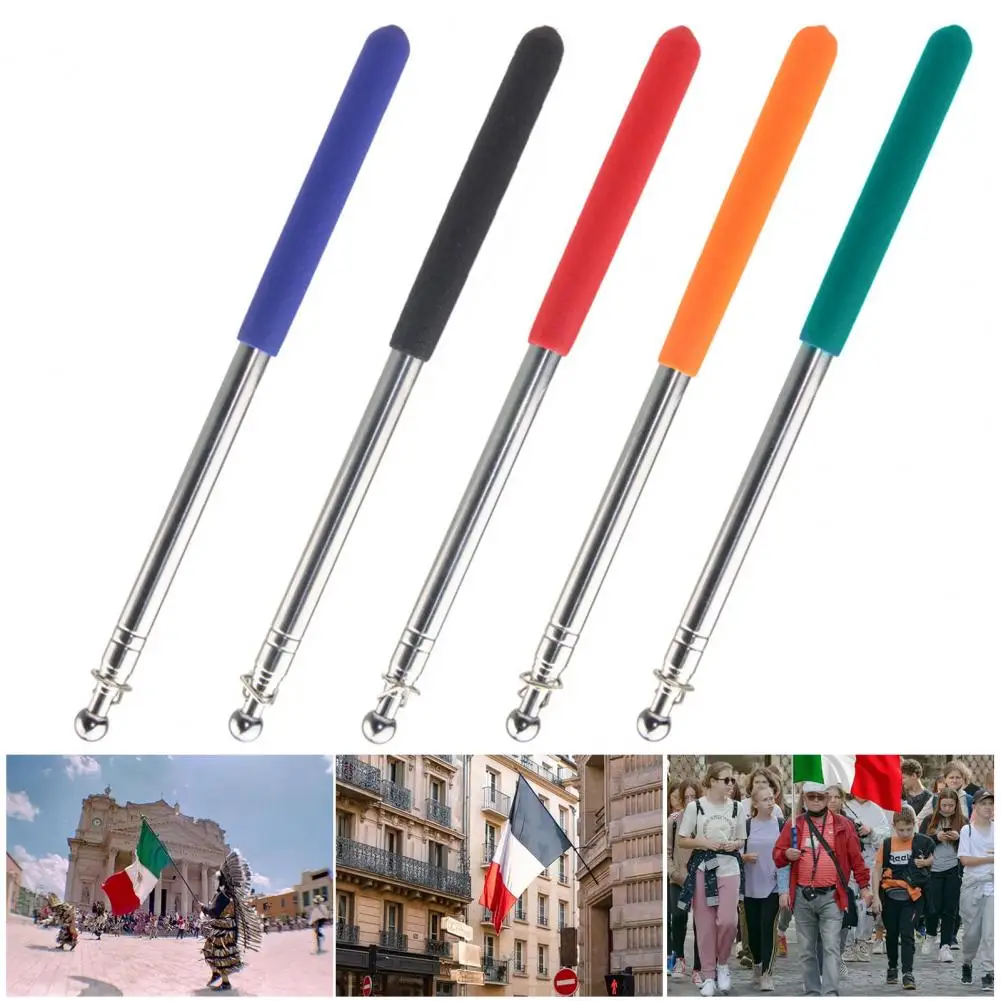 Asta de bandera telescópica para guía turística, 1,2/1,6 M, resistente, de acero inoxidable, extensible, puntero para profesores, pancarta, asta de bandera de jardín portátil