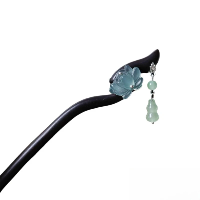 

Double-sided lotus hairpin New Chinese ebony hairpin Antique high-end headdress Hanfu cheongsam accessories