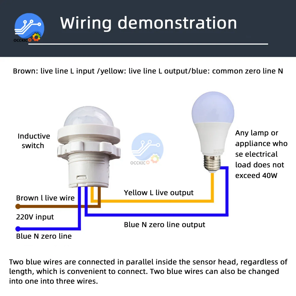 Interruptor de luz con Sensor automático para interiores y exteriores, Sensor de movimiento infrarrojo PIR, Sensor de detección, Mini luz nocturna sensible LED, AC110-240V