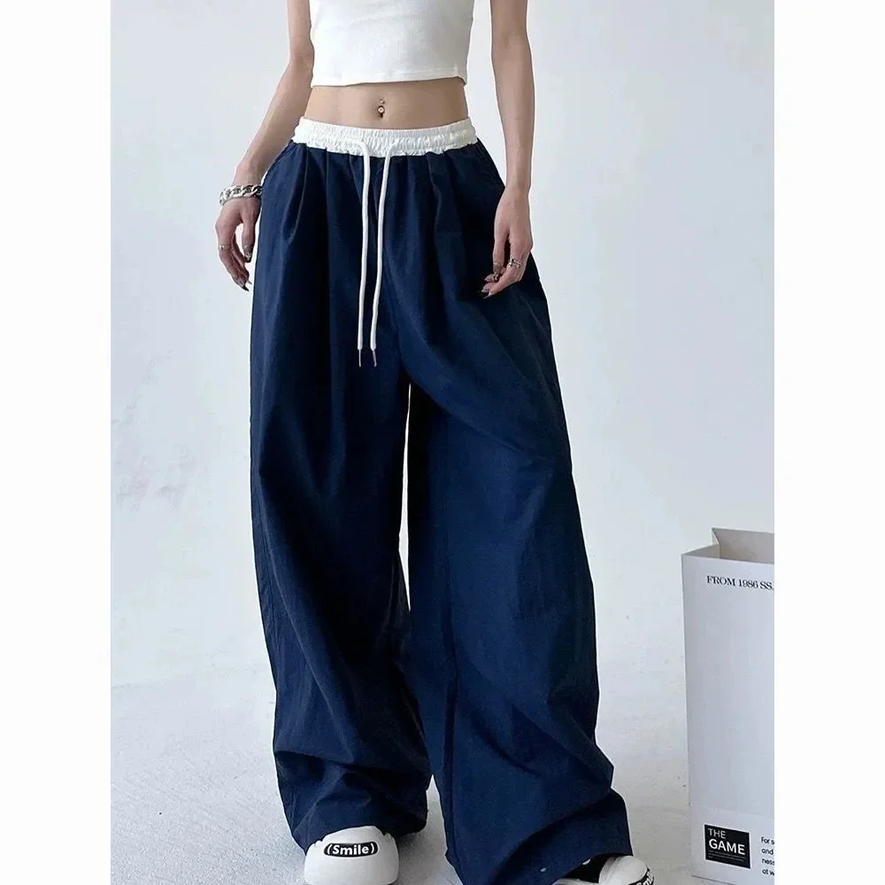 

Women's Wide Leg Pants Drawstring Y2K Gothic Hip Hop Lady's Cargo Pants Hotsweet Matching Female Trousers Summer New