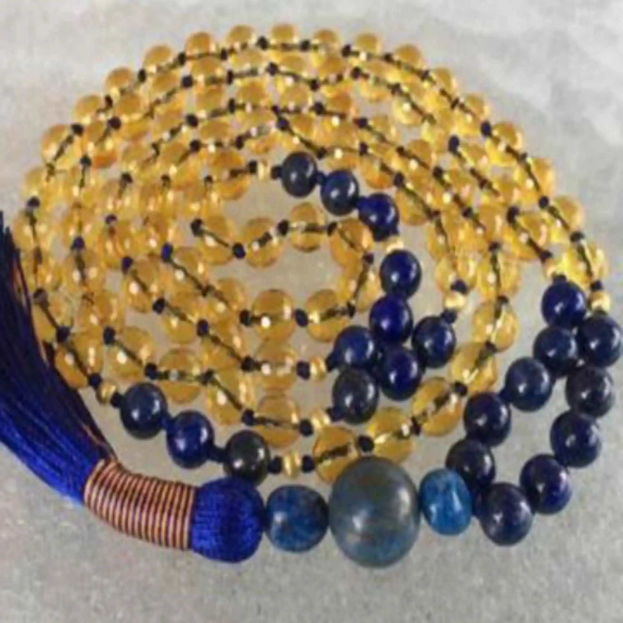 

8mm Natural 108 knot Citrine Lapis Lazuli beads tassels necklace Prayer Rustic Chakra Men's Yoga Mala Zen Metal