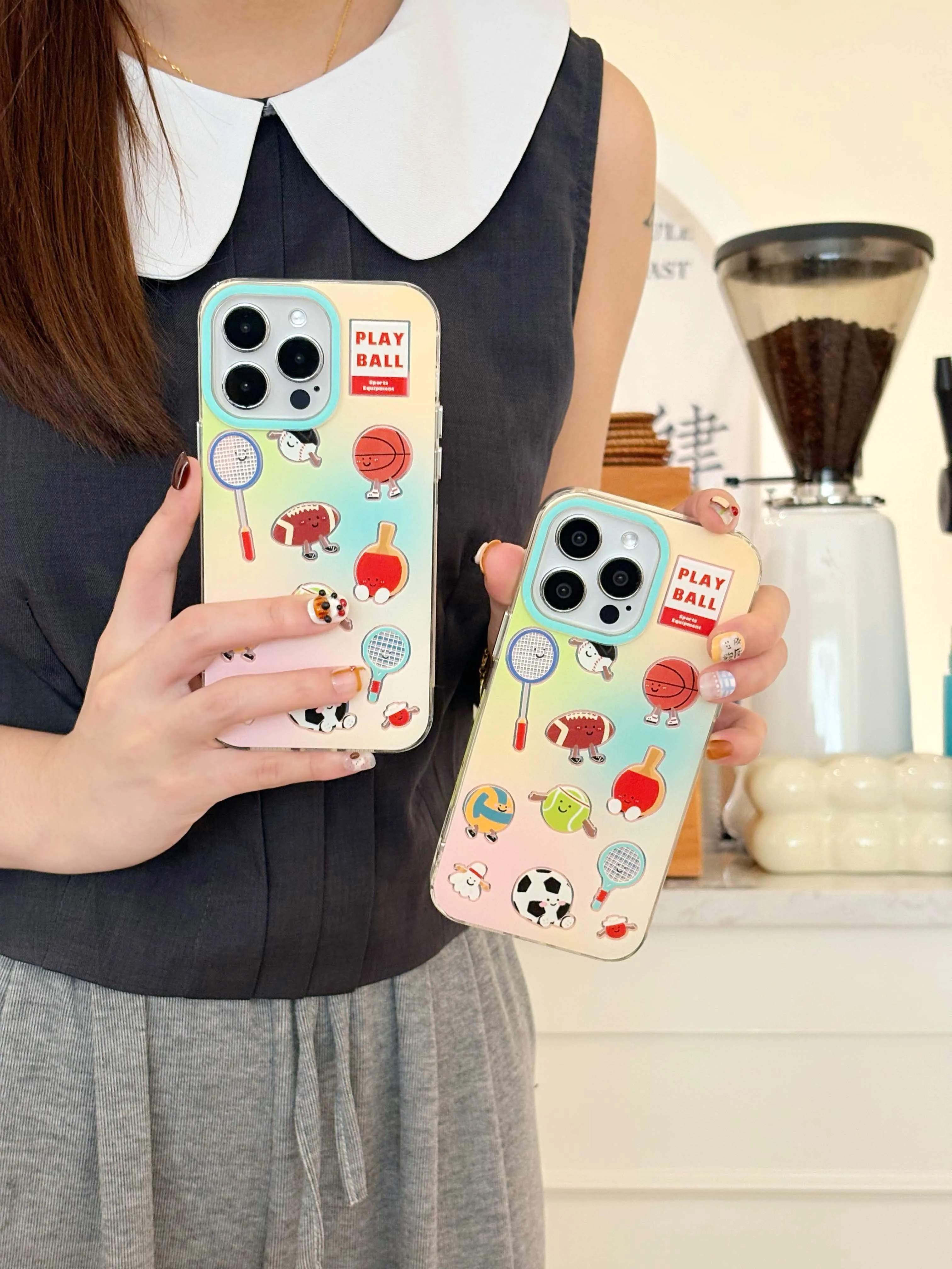 Cute ball sports cartoon fundas for iphone 14pro 13 12 13pro 15promax 14 15 pro max 14promax pink blue motting phone case