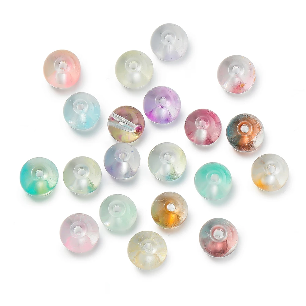 30/50Pcs Glass Double Color Jelly Beads Spacer Bead for DIY Earrings Charm Crafts Jewelry Making Findings Accessories