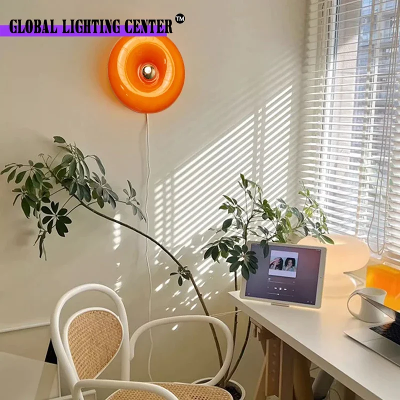 Donut Licht Oranje Glazen Wandlampen Touch 3 Kleuren Home Decor 6 Modellen Plug Wandlampen Indoor 110-220 V Donut Lampen