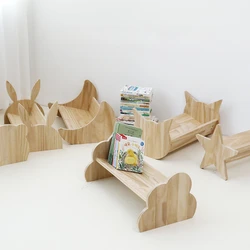 Estantería pequeña de madera maciza de Corea para niños, estante de libros de dibujos animados para bebés, modelado de animales, almacenamiento de escritorio para jardín de infantes