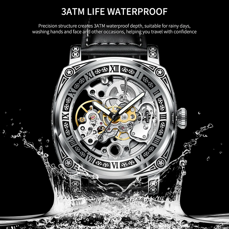 2023PINDU Men\'s watches Top Brand Luxury Exquisite Fashion Mechanical Watch Hollow Design men\'s watch waterproof reloj hombre