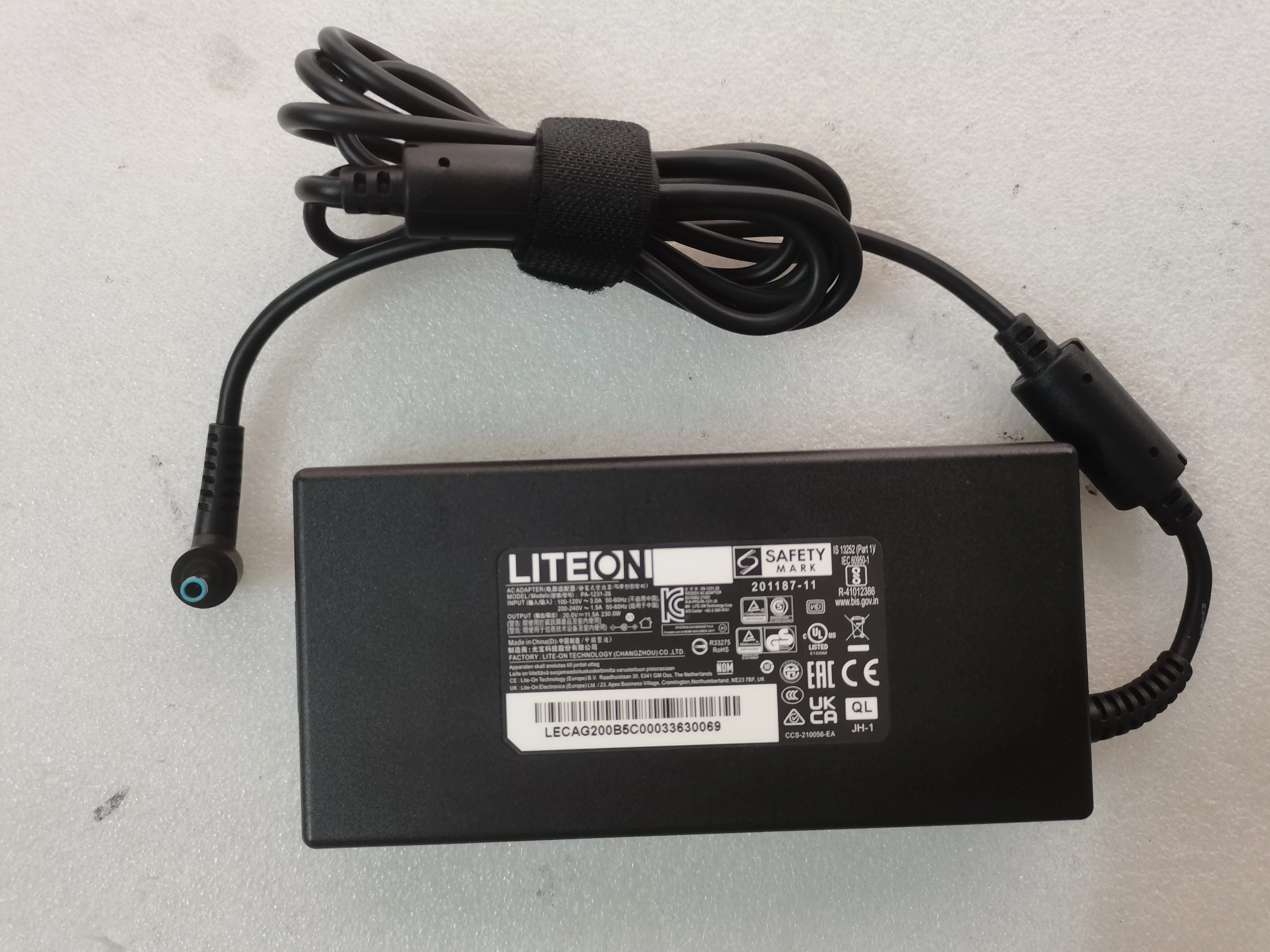 Slim Genuine LITEON 20V 11.5A 230W 4.5mm*3.0mm with pin Blue Tip AC Adapter PA-1231-26 For Clevo 2024 Gaming Laptop