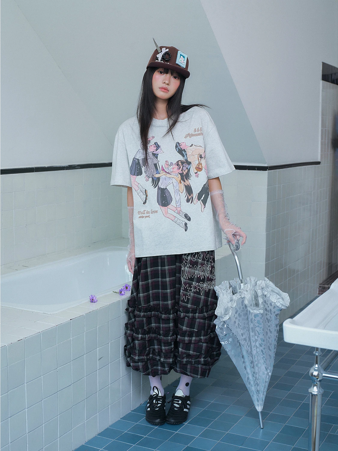 Street Style Loose Sleeveless T-Shirt Digital Print Skin-friendly Breathable round Neck Short Sleeve Cartoon Theme Top for Un...