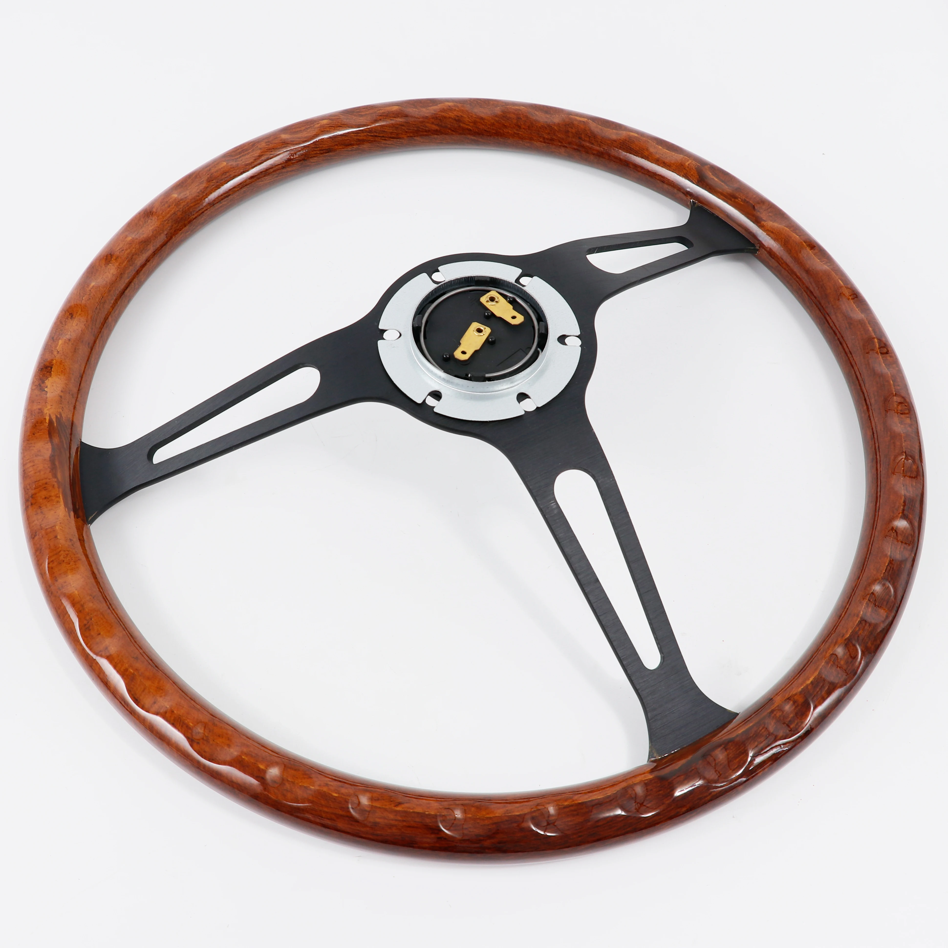 LW Classic 15inch 380mm Woodgrain Mahogany Wood Mid-Deep Steering Wheel view 4