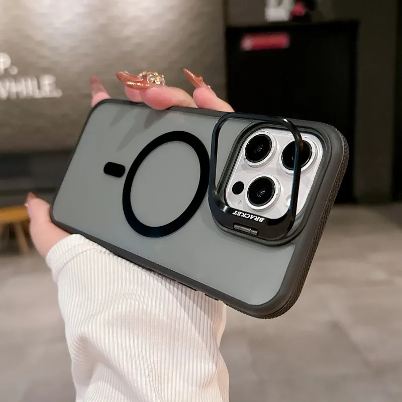 

Модный двухцветный полупрозрачный чехол с магнитной подставкой для iPhone 16, 15, 14, 13, 11, 12 Pro Max Plus Magsafe, матовый цветной чехол