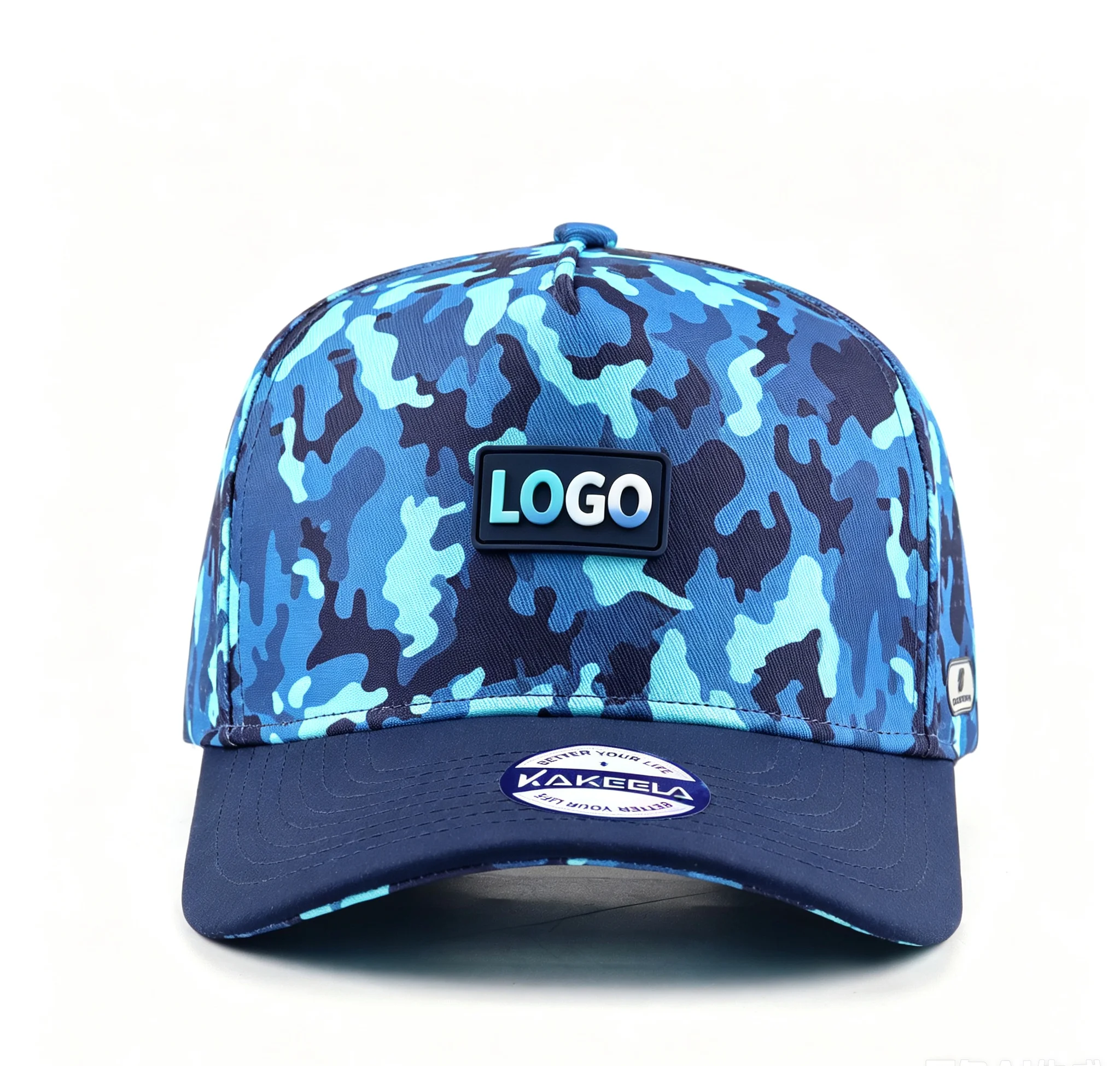 Custom PVC Logo Camo Print Quick Drying Waterproof Baseball Cap High Quality Outdoor Sun Protection Hat