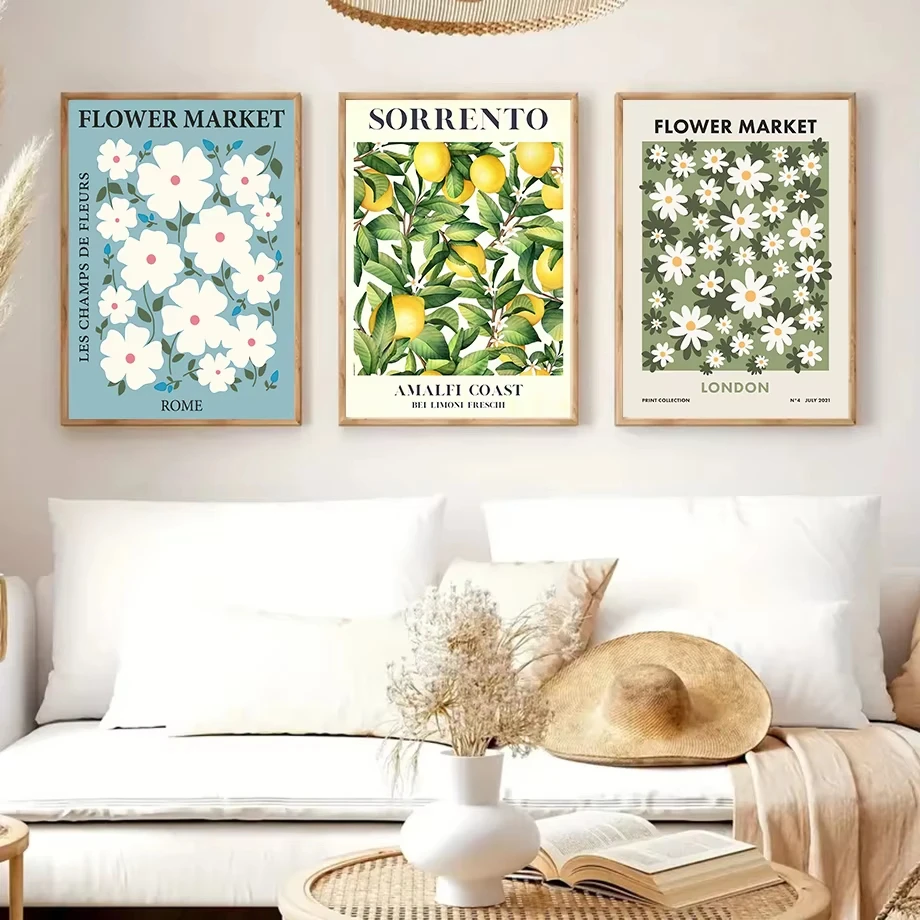Abstract Colorful Flower Market Daisy Wall Painting Poster Prints Nordic Oil Painting Abstract Mural Home Decoration Pictures