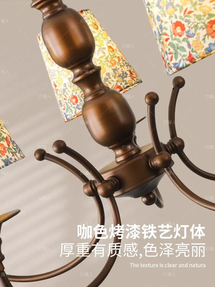 ثريا على الطراز الشمالي بسيطة للحديقة وغرفة المعيشة وغرفة النوم على الطراز الأوروبي مزيج من القماش ثريا البحر الأبيض المتوسط