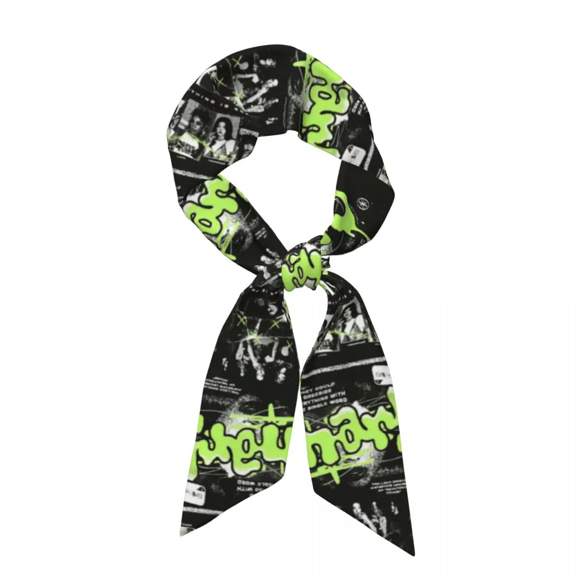 Korean Style KATSEYE Gnarly (7) Women Long Narrow Scarf Silky Skinny Scarf Multi-use Neck Head Wrap for Office Daily Party