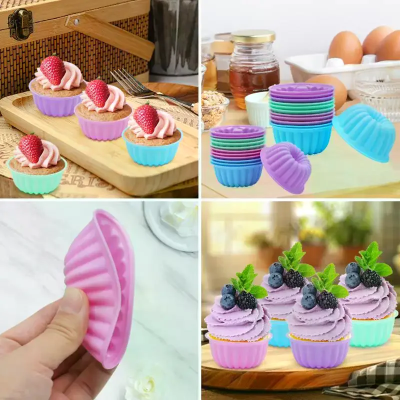 식품 등급 실리콘 케이크 몰드 12개/세트, 다양한 색 - Silicone Mold Baking 리뷰 및 가격