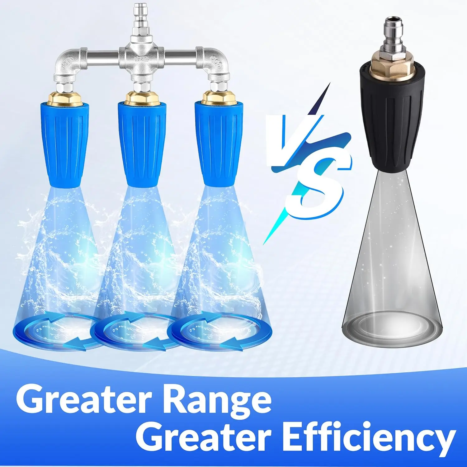 Triple Turbo Nozzle High Pressure Washer Nozzle 360° Rotating Turbo Nozzle for Power Washer with 1/4