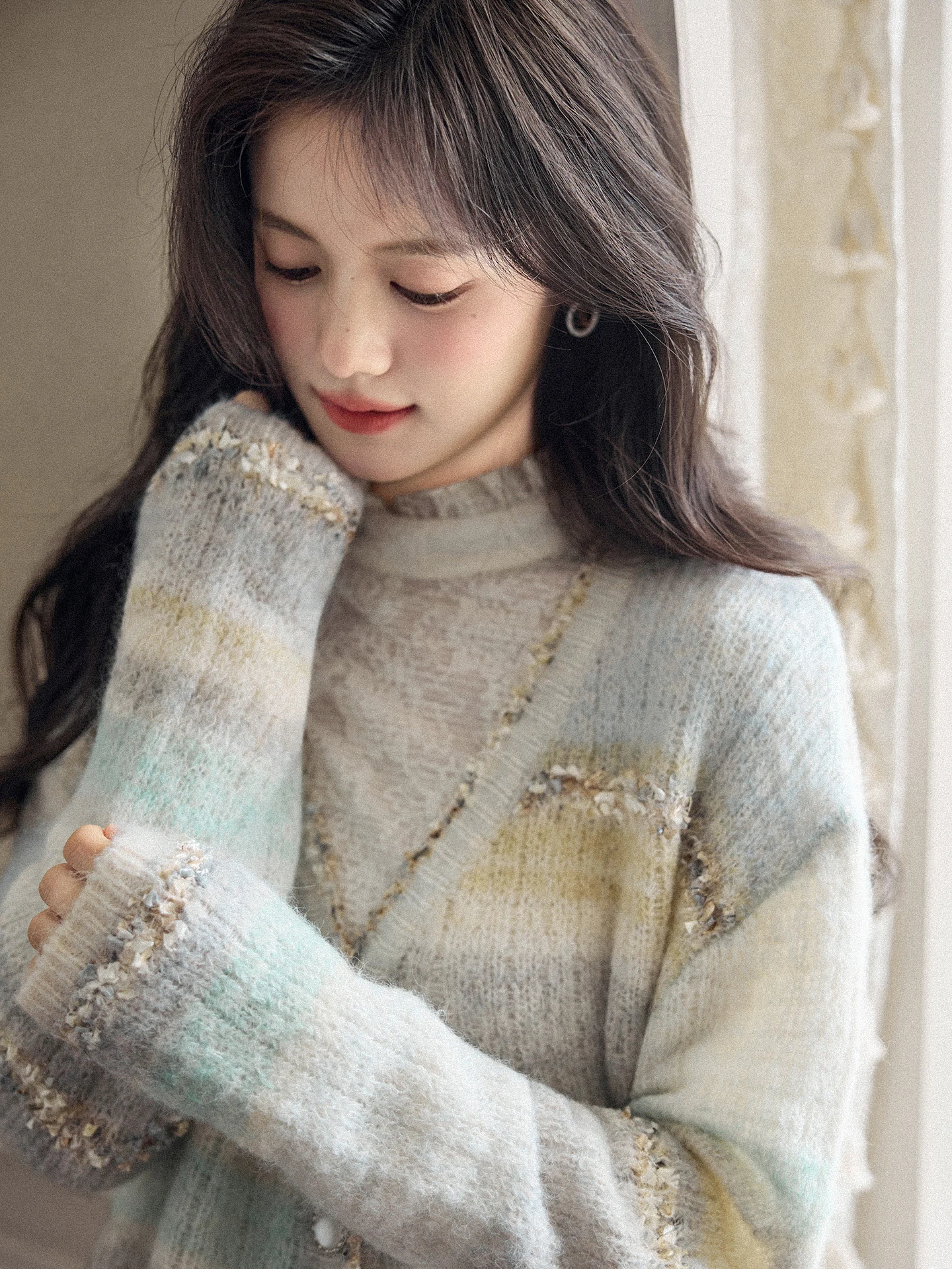 

Вязаный шерстяной кардиган женский универсальный дизайн осень-зима новинка мягкий из смесовой ткани: полиэстер, нейлон, акрил, шерсть