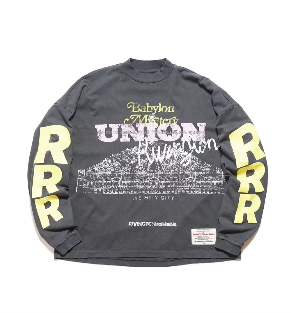 Washed RRR123 UNION SS25 Limited Capsule Series Long Sleeves T-shirt Men Women Best Quality RRR 123 Tops Tee T Shirt