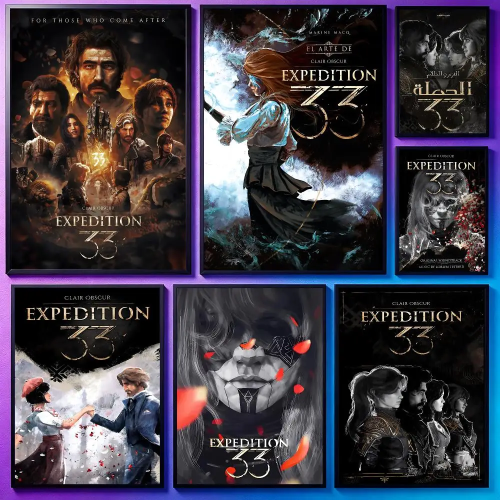 Game Clair Obscur Expedition 33S Poster Poster Sci Fi Cyberpunk HD Self Adhesive Wall Print Futuristic Home Game Room Decor Gift