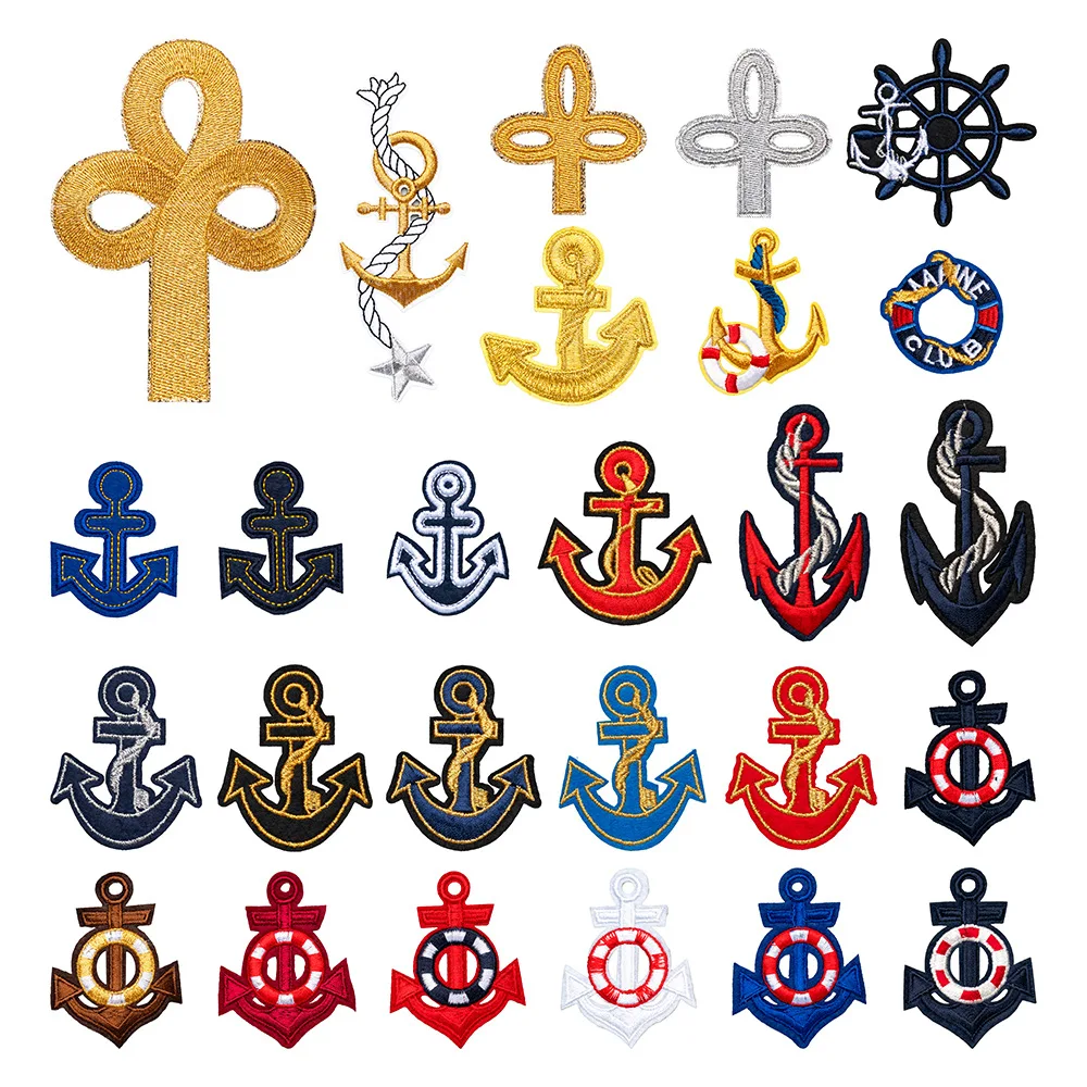 

Cotton Ship Anchor Embroidery Patch Applique Iron on Cloth Sticker Sewing DIY Sewing Bag Hat Jeans Dress Craft Decor Repair Scp
