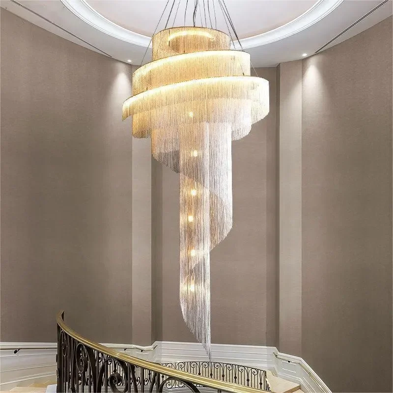 for Postmodern Fringed Chandelier High End Aluminum Chain Wrought Iron Lamp for Living Room Dining Room Bedroom Villa Hotel