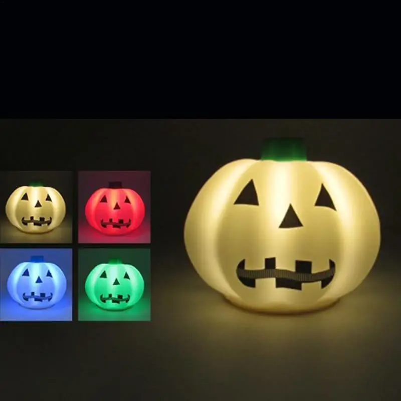 Abóbora Silicone NightLight, Halloween Holiday Atmosfera Luzes, Recarregável Abajur, Adereços Coloridos, Decoração para Casa, Presente Infantil