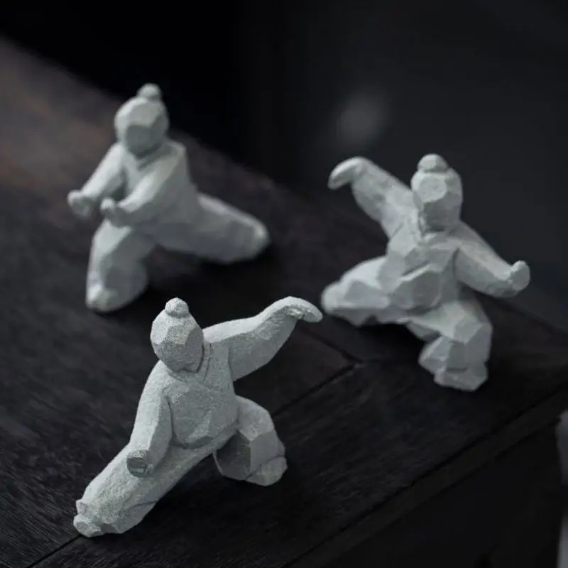 (BF06)1Pcs Landscape Decoration Crafts New Chinese Martial Arts Figure Kung Fu Home Desktop Tea Table Creative Ornaments