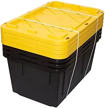 

Extra Strong 27 Gallon, Black and Yellow Storage Bin (4pack)