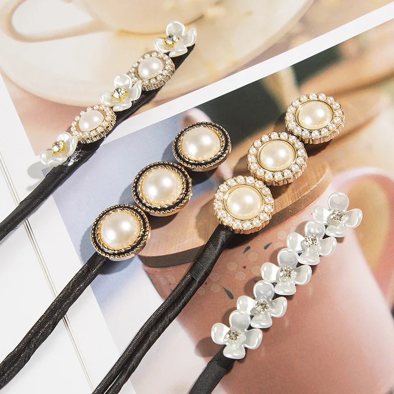 Headband Elegant Pearl Hair Rolled Up Tool Lazy Hair Curler Bow Barrettes Braided Hair Artifact Women Flower DIY Headwear