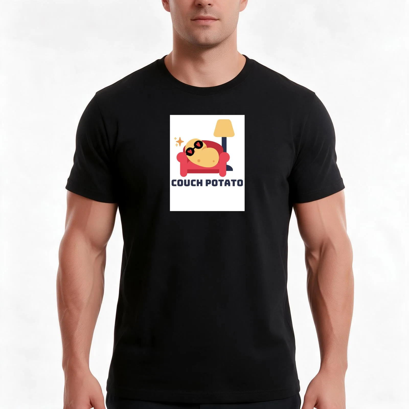 COUCH POTATO T-Shirt Summer Casual Cotton Tee Oversized Streetwear Tops Vintage Graphic Print Loose Fit Short Sleeve