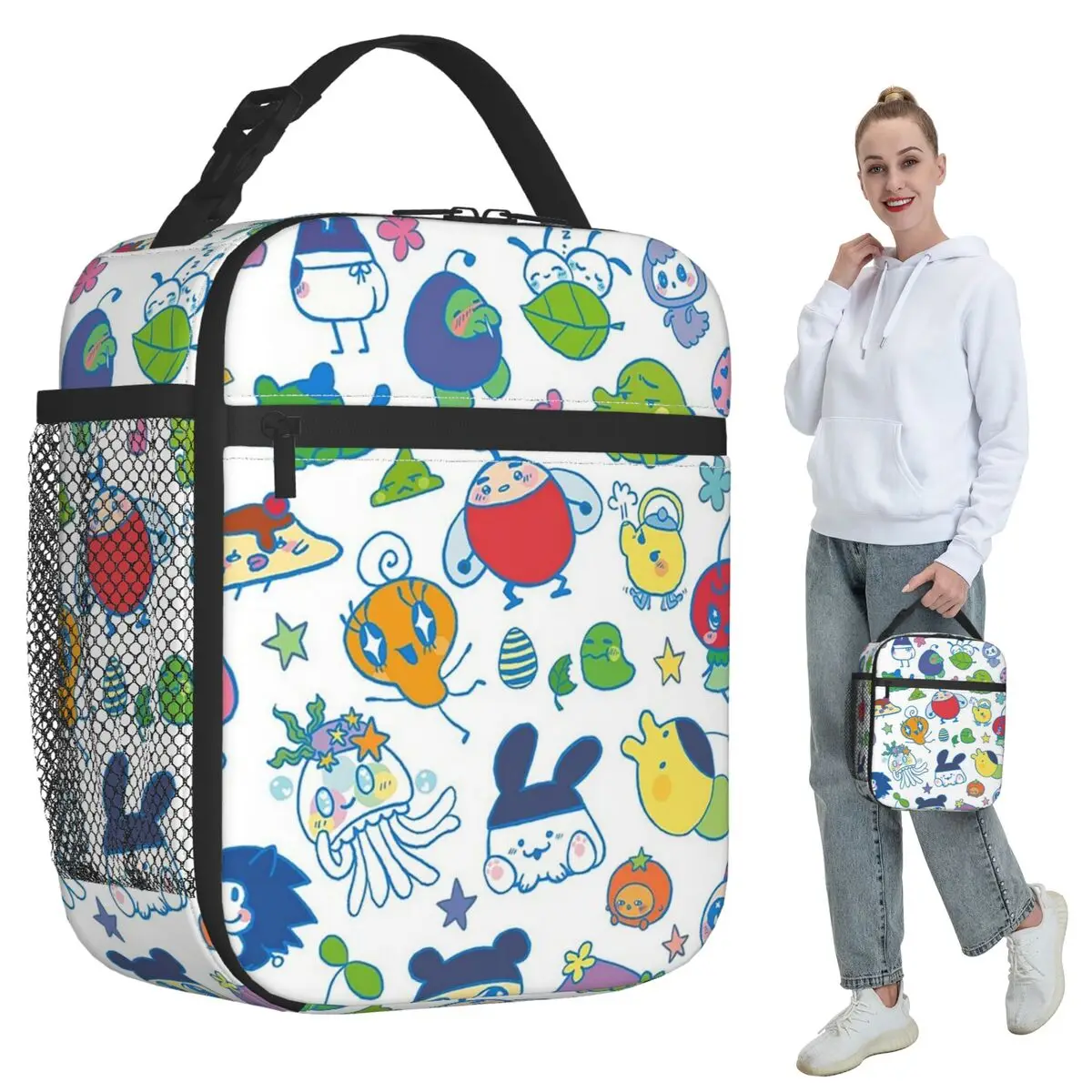 Tamagotchi Friends Insulated Lunch Bag for Women Office Cooler Thermal Food Box Tote Leakproof Lunch Boxes Container