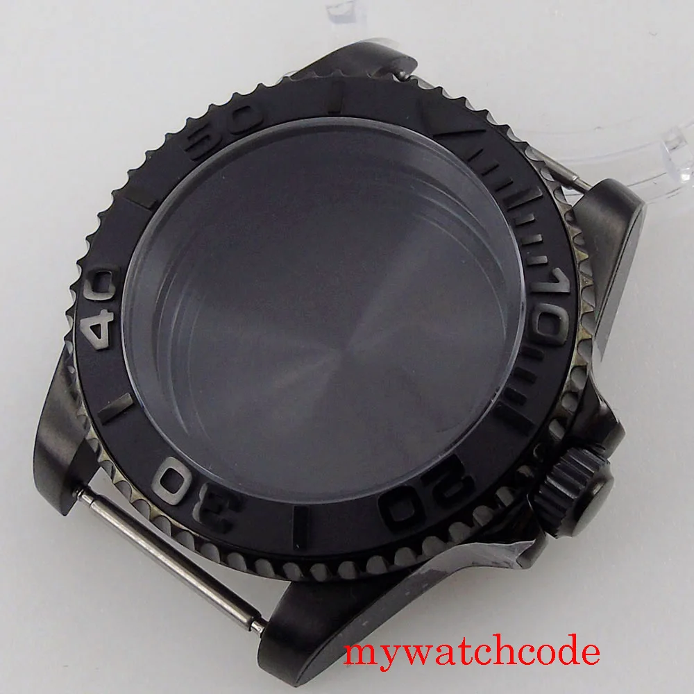 PVD Black 40mm Watch Case for NH34 NH35 NH36 NH70 NH72 Jubilee Steel Bracelet Sapphire Crystal image 3