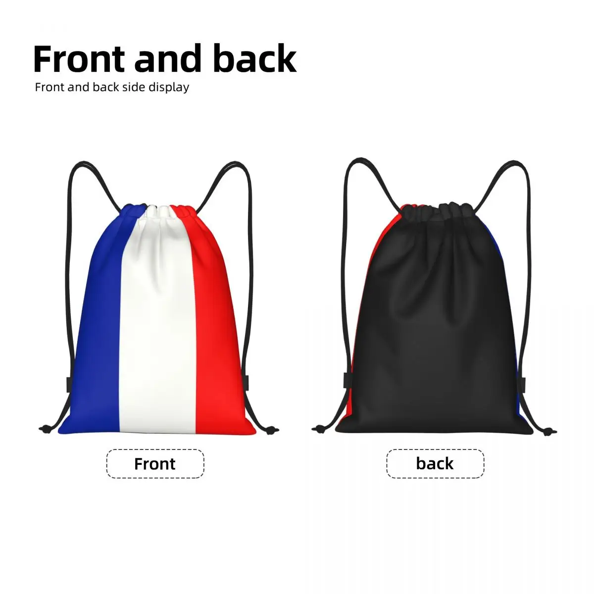 Custom French Flag France Drawstring Bags Men Women Lightweight Sports Gym Storage Backpack