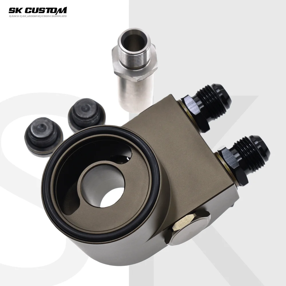 SK CUSTOM Motor-Kühleradapter Ölkühler-Filter Sandwichplatte Thermostat-Adapter für Honda Civic 10. Generation 1.5T Aluminiumlegierung CNC