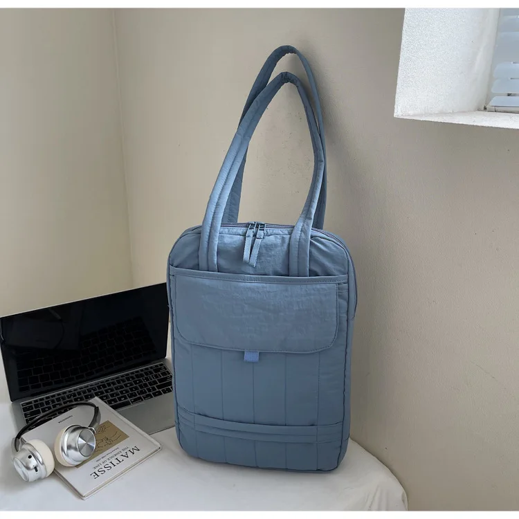 

Women Shoulder Bag Large Capacity Multi Compartment Lightweight Laptop Handle Bag for Work Simple Texture Travel Bag