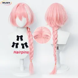 Anime Astolfo Cosplay Wig Apocryph Astolfo Long Pink Mix White Braid Wig Heat Resistant Synthetic Hair Role Play Wigs + Wig Cap