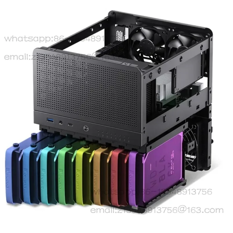 N3 NAS Mini Aluminum ITX Desktop Case 8 HDD Support 130mm Heatsink 250mm Graphics SFX Power Supply with Silent Case Fan