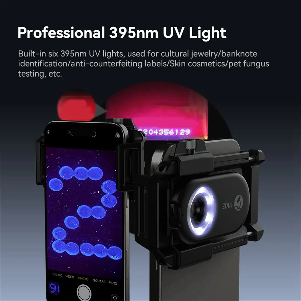 B21B 200X Mobile Phone Microscope Lens HD Optical Magnifier for Skin Textile Biology Outdoor Scientific Microscope