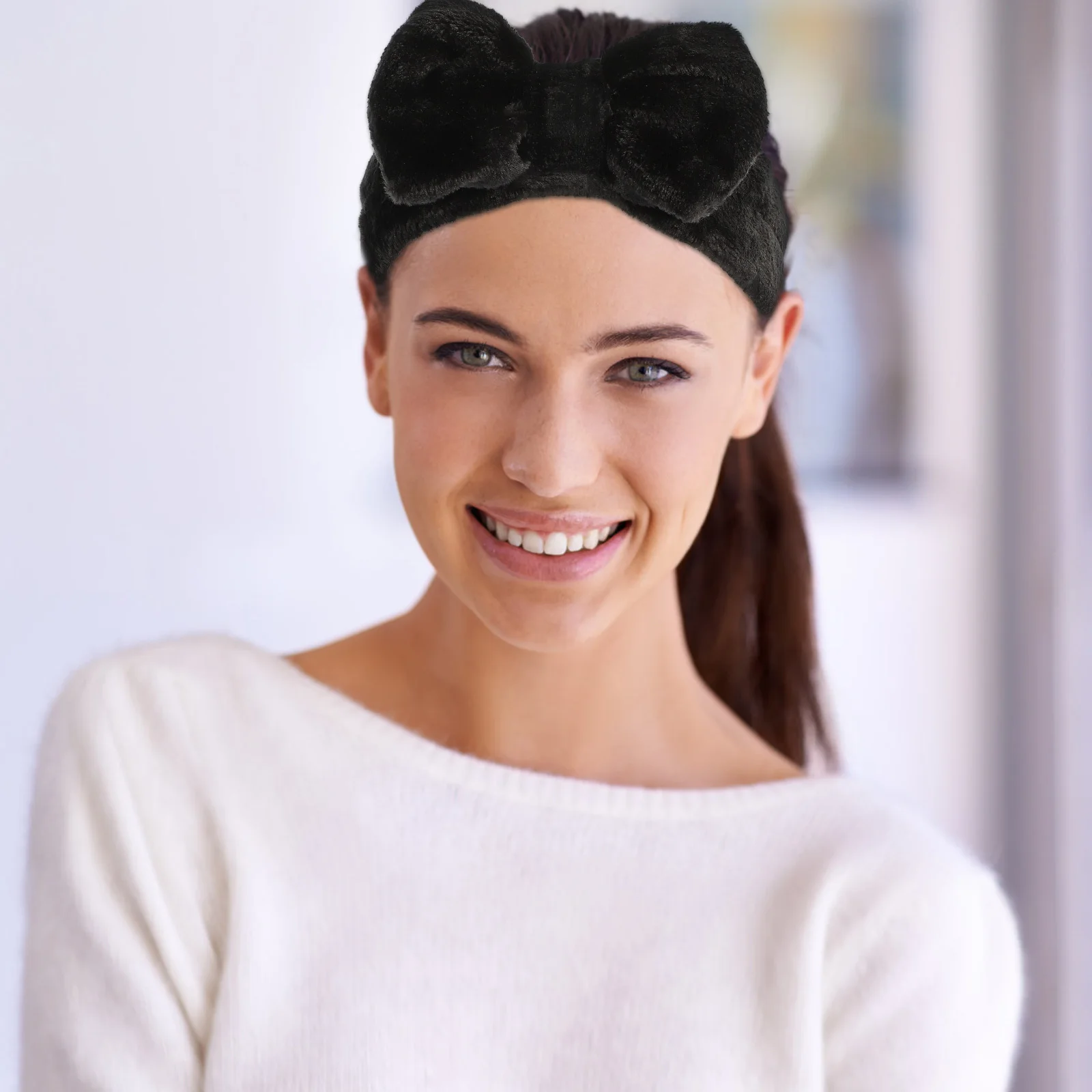 1 مجموعة غسل الوجه Headbands مطاطا Bowknot العصابات الشعر الأساور ماكياج العناية بالوجه واسعة Headbands النساء الأساور المرنة