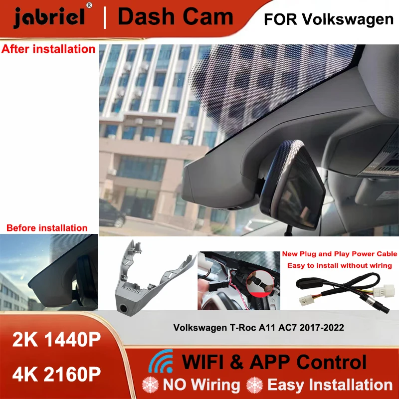 

Видеорегистратор Jabriel 4K Wi-Fi Plug and Play для Volkswagen VW T-Roc AC7 A11 2017-2022