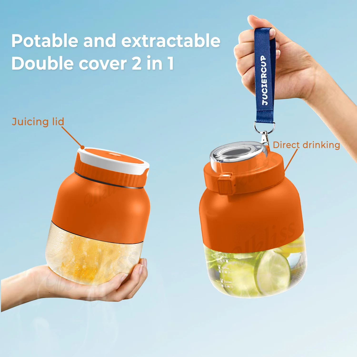 ポータブル電気オレンジジューサー,500ml,ジュース抽出器,ミニUSBスム,ミキサー,充電式