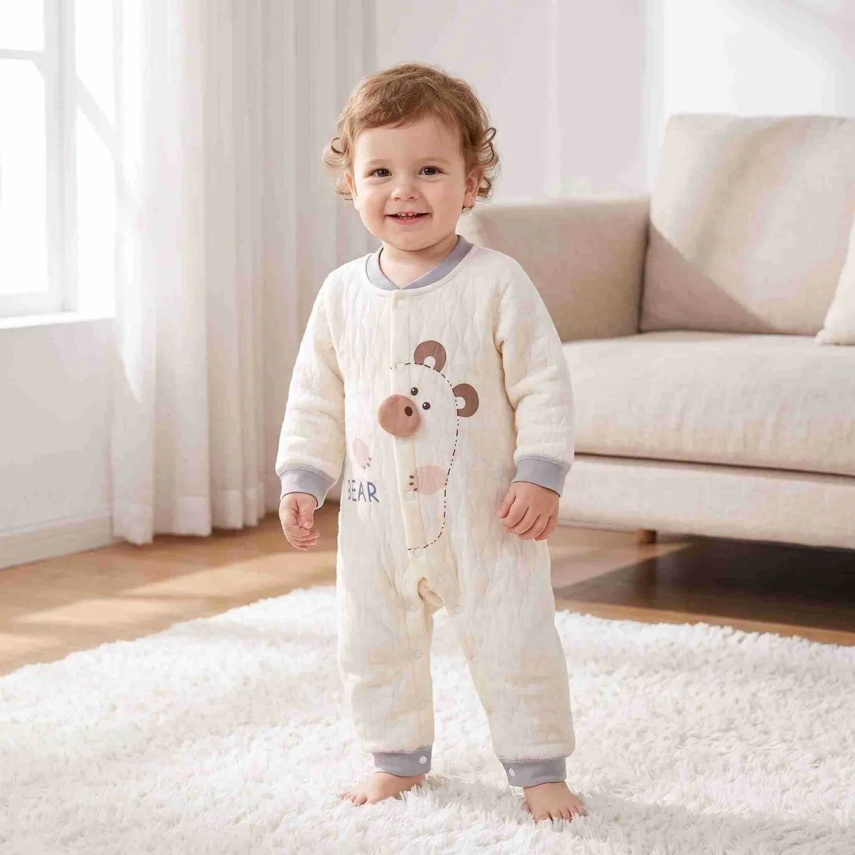 Soft Warm Baby Romper Autumn Winter Thickened Cotton Padded Onesie with Cute Cartoon Unisex Newborn Infant Jumpsuit 6-24M